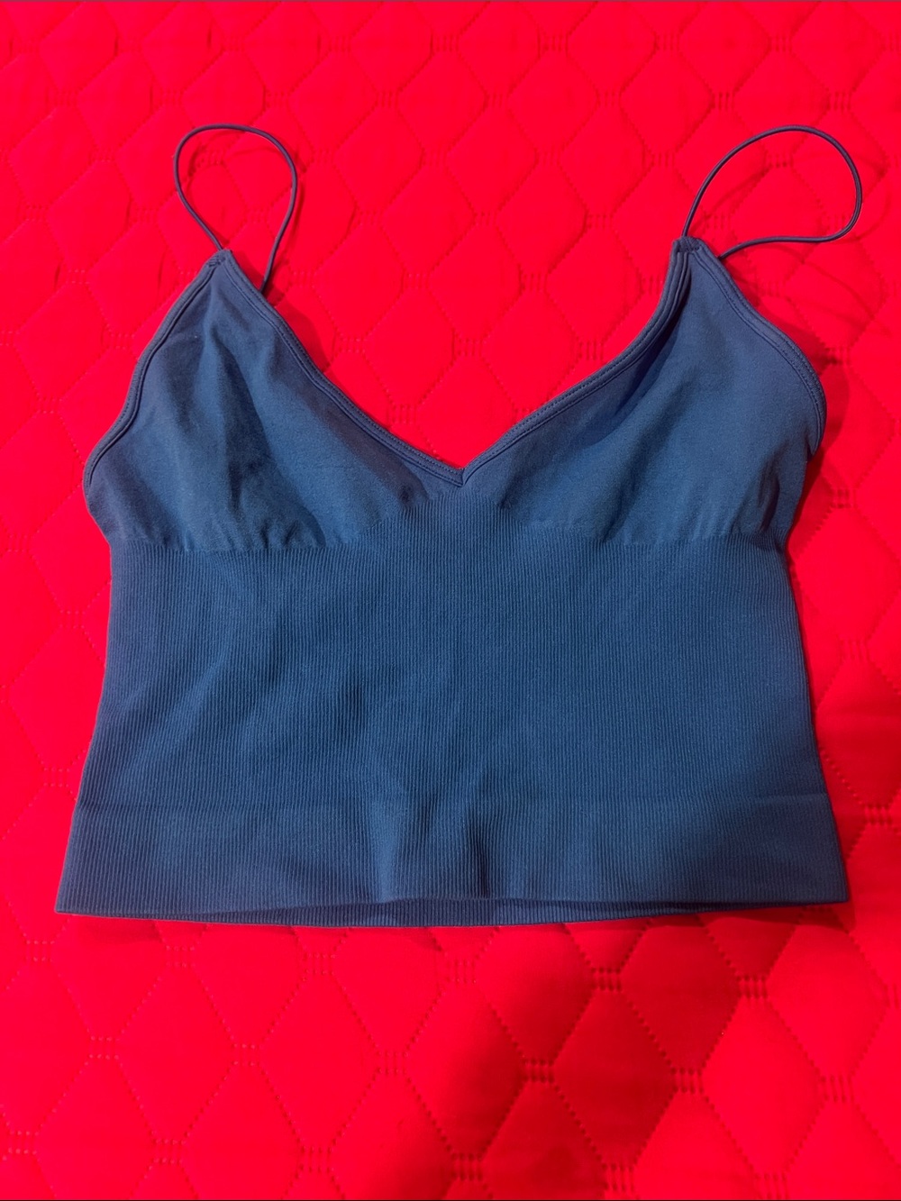 Free People Blue Seamless V-Neck Crop Brami
